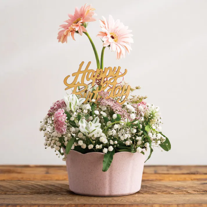 ヘッズ トレイ・カゴ 直径125(98)×H70mm ピンク 10個 ウッディクラウドフラワーアレンジポット-M HEADS WDC-POPM