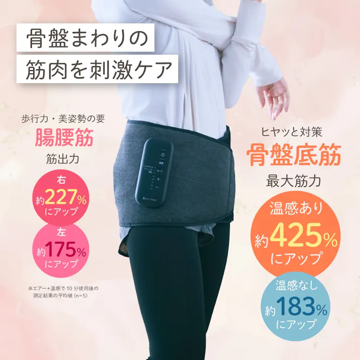 【Micacoインスパイリング 骨盤ストレッチエアーベルトEX】 ちあふる ながら骨盤ケア 温感×エアー 5段階 3モード コードレス 10分ケア 仙骨サポート 骨盤ベルト 姿勢ケア コーラルピンク JAN:4562264774685