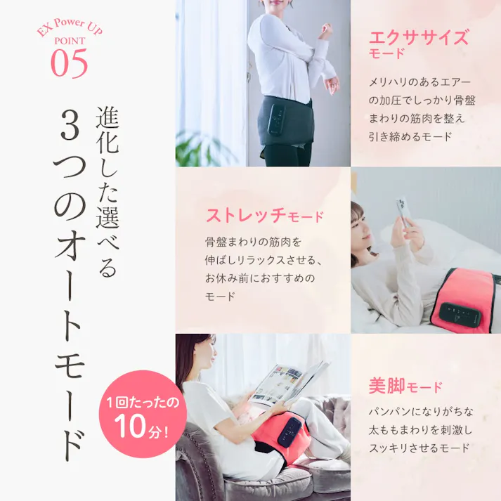 【Micacoインスパイリング 骨盤ストレッチエアーベルトEX】 ちあふる ながら骨盤ケア 温感×エアー 5段階 3モード コードレス 10分ケア 仙骨サポート 骨盤ベルト 姿勢ケア ライトブラック JAN:4562264774692