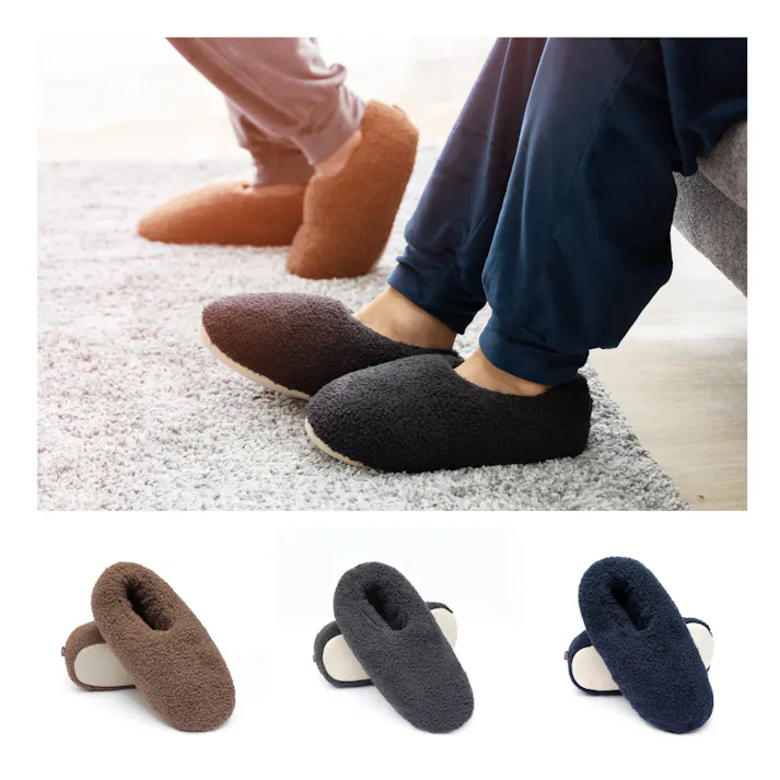 tobest【暖かい幸せ、足暖スリッパ】 スリッパ ルームシューズ あったか ボア 足暖 冬 もこもこ 北欧 メンズ レディース 室内 静音 あったか 暖かい 男女兼用 チャコールグレー Mサイズ 22~24cm