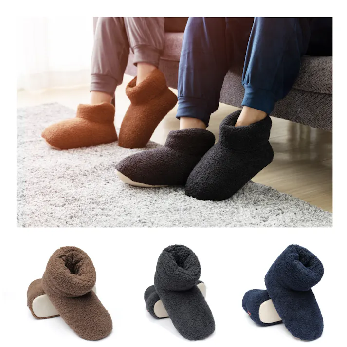 tobest【暖かい幸せ、足暖ブーツ】 ルームシューズ スリッパ ボアスリッパ 足暖 ルームブーツ 冬 もこもこ 北欧 メンズ レディース 室内 静音 あったか 暖かい 男女兼用 ブラウン Mサイズ 22~24cm