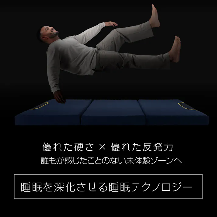 ゼロキューブ マットレス 【 高反発 250N 超硬質】10cm厚 硬め シングル 高密度 30D 折り畳み 3つ折り 高反発マットレス 体圧分散 身体の負担軽減 寝返りサポート 折りたたみ 敷き布団 (S/NAVY)