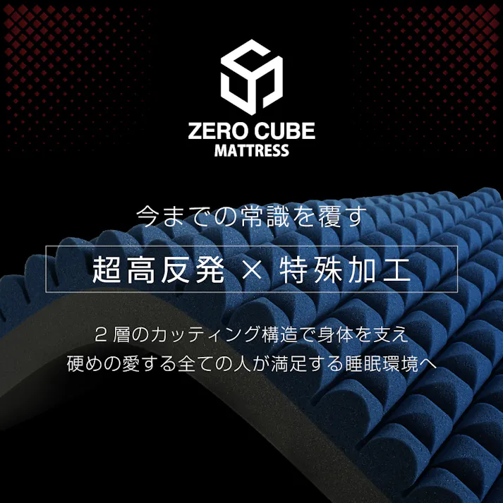 【新生活応援数量限定セール10%OFF】送料無料最短翌日発送 ゼロキューブ マットレス 便利な三つ折りタイプ! 10cm厚 硬め ダブル 高反発 敷き布団 (D/NAVY)