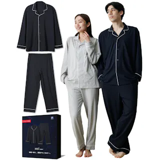 【数量限定セール10%OFF】快眠ウェア上下 寒暖差対応 調温ルームウェア 疲労軽減サポート 長袖 長ズボン オールシーズン対応 ユニセックス パジャマ ネイビーL