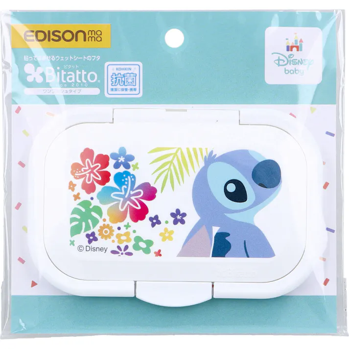 エジソンママ Bitatto+(ビタットプラス) 貼ってはがせるウェットシートのフタ スティッチ ホワイト 1個入 ×1点【送料込み】 #4544742905323