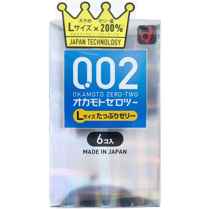 オカモトゼロツー たっぷりゼリー 0.02 コンドーム Lサイズ 6個入 ×1点【送料込み】 #4547691818508