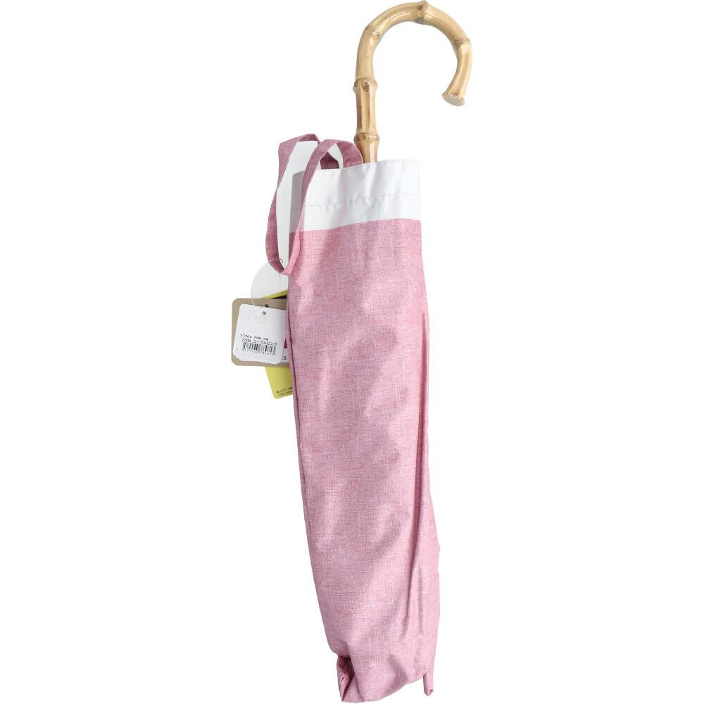 晴雨兼用ショートワイド傘 裏黒コーティング ダンガリー風切継プリント コーラルピンク×オフ ×1点【送料込み】 ＃4571145784613