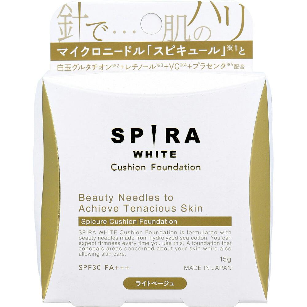 SPIRA（スピラ） WHITE クッションファンデーション SPF30 PA+++ ライトベージュ 15g ×1点【送料込み】 ＃4582563811201