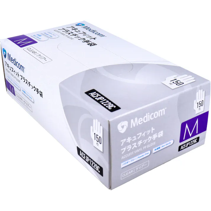 【業務用】アキュフィット プラスチック手袋 パウダーフリー クリアー M 150枚入 ×1点【送料込み】 #4894476010375