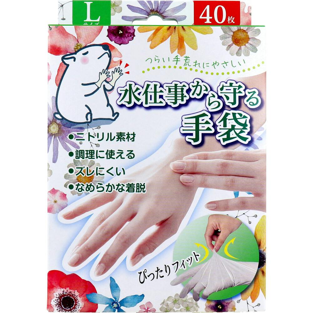 水仕事から守る手袋 Lサイズ 40枚入 ×1点【送料込み】 ＃4956525001397