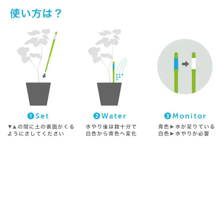 サスティー Lサイズ グリーン 4本 SUStee 水やりチェッカー サスティ 水やり 植物 観葉 観葉植物 タイミング 目安 頻度 園芸 園芸用品 家庭菜園 ガーデニング ガーデニング用品 測定器