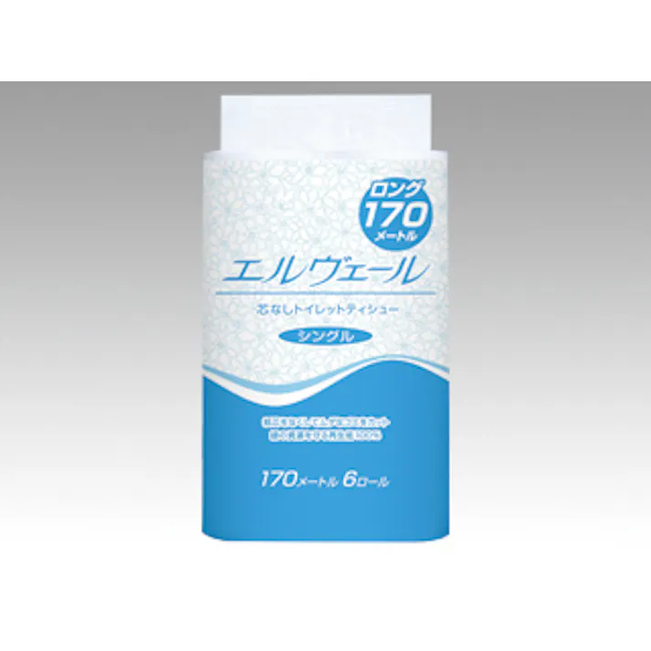 【8袋入/ケース】トイレットペーパー エルヴェールトイレットティシュー シングル 170m 6R(芯ナシ) 【送料込み】 エリエール