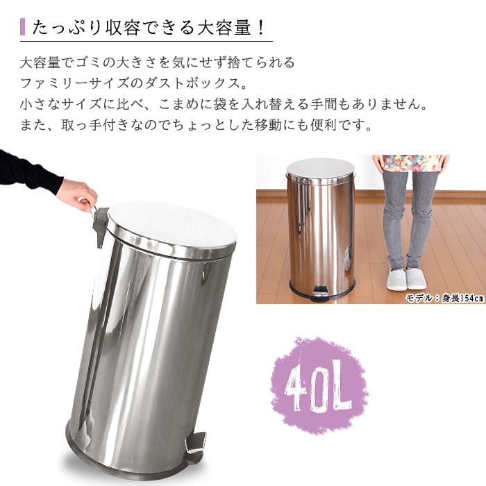 ダストボックス ペダル 40L ごみ箱 ゴミ箱 ごみばこ ふた付 フタ付