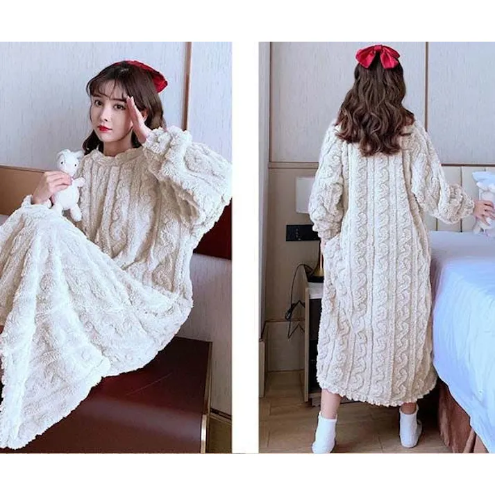 超保温ルームウェア 膝下までのワンピースがおススメ ルームウェア レディース ギフト 着る毛布 ルームウェア 裏起毛柔らかい 肌触り 厚手 もこもこ部屋着 防寒