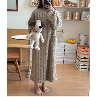 超保温ルームウェア 膝下までのワンピースがおススメ ルームウェア レディース ギフト 着る毛布 ルームウェア 裏起毛柔らかい 肌触り 厚手 もこもこ部屋着 防寒
