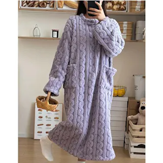 超保温ルームウェア 膝下までのワンピースがおススメ ルームウェア レディース ギフト 着る毛布 ルームウェア 裏起毛柔らかい 肌触り 厚手 もこもこ部屋着 防寒