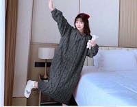 超保温ルームウェア 膝下までのワンピースがおススメ ルームウェア レディース ギフト 着る毛布 ルームウェア 裏起毛柔らかい 肌触り 厚手 もこもこ部屋着 防寒