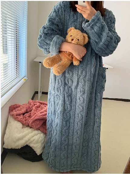 超保温ルームウェア 膝下までのワンピースがおススメ ルームウェア レディース ギフト 着る毛布 ルームウェア 裏起毛柔らかい 肌触り 厚手 もこもこ部屋着 防寒