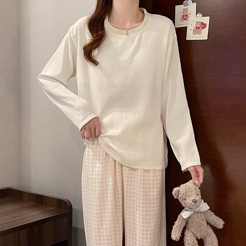 パジャマ レディース 可愛いパジャマ - 部屋着 レディース 綿 春 夏 秋 長袖 上下セット ワイドパンツ 部屋着 ゆったり 肌に優しい