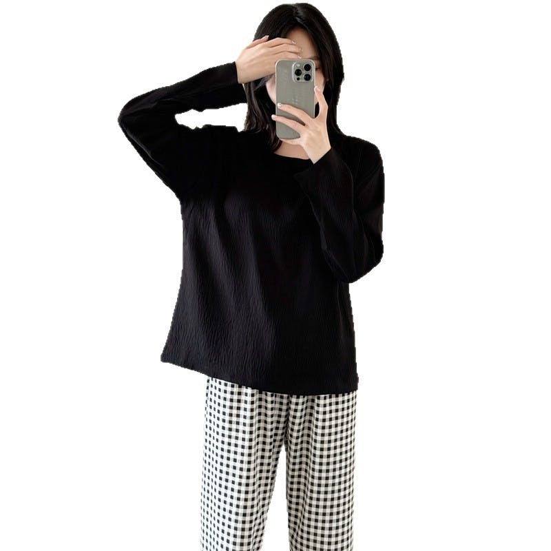 パジャマ レディース 可愛いパジャマ - 部屋着 レディース 綿 春 夏 秋 長袖 上下セット ワイドパンツ 部屋着 ゆったり 肌に優しい