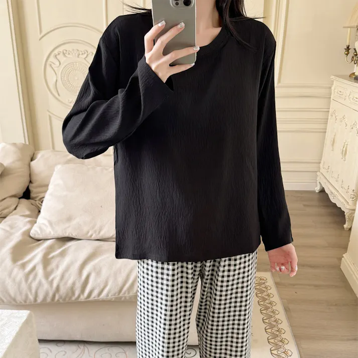 パジャマ レディース 可愛いパジャマ - 部屋着 レディース 綿 春 夏 秋 長袖 上下セット ワイドパンツ 部屋着 ゆったり 肌に優しい