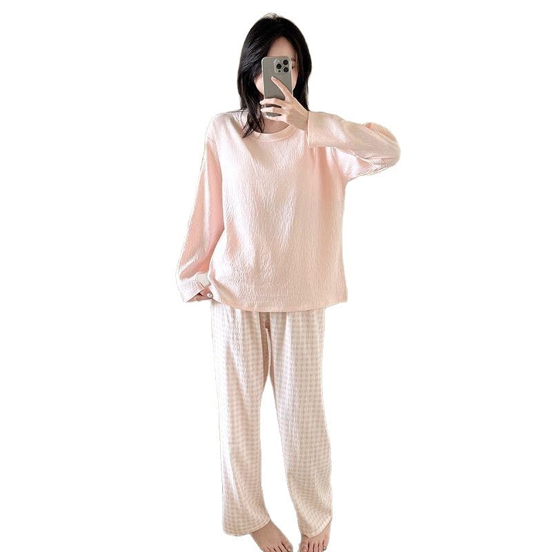 パジャマ レディース 可愛いパジャマ - 部屋着 レディース 綿 春 夏 秋 長袖 上下セット ワイドパンツ 部屋着 ゆったり 肌に優しい