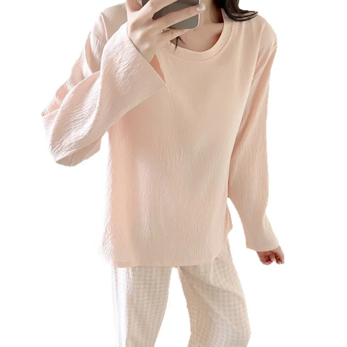 パジャマ レディース 可愛いパジャマ - 部屋着 レディース 綿 春 夏 秋 長袖 上下セット ワイドパンツ 部屋着 ゆったり 肌に優しい