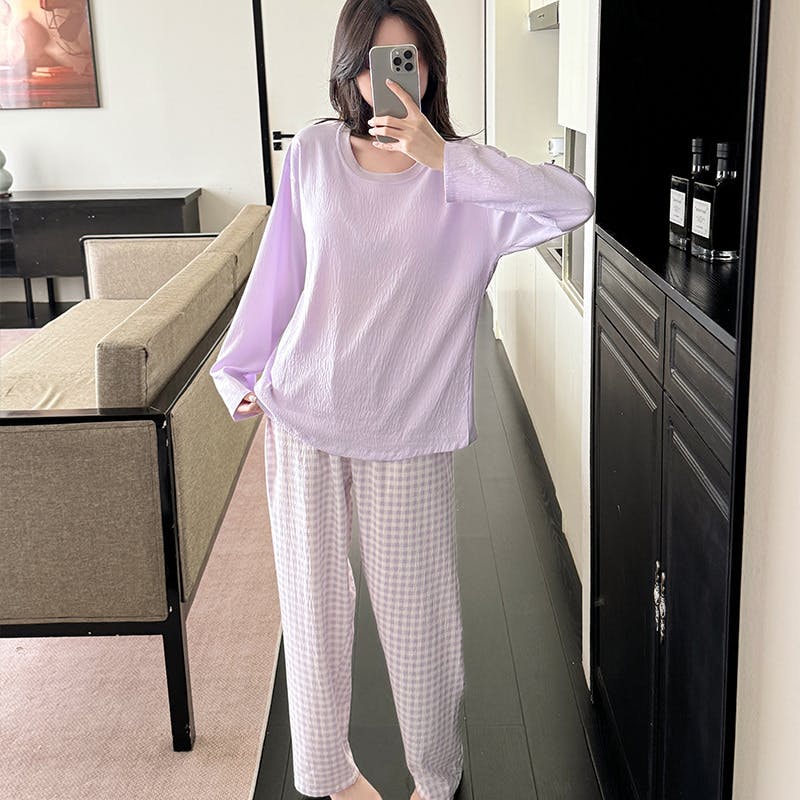 パジャマ レディース 可愛いパジャマ - 部屋着 レディース 綿 春 夏 秋 長袖 上下セット ワイドパンツ 部屋着 ゆったり 肌に優しい
