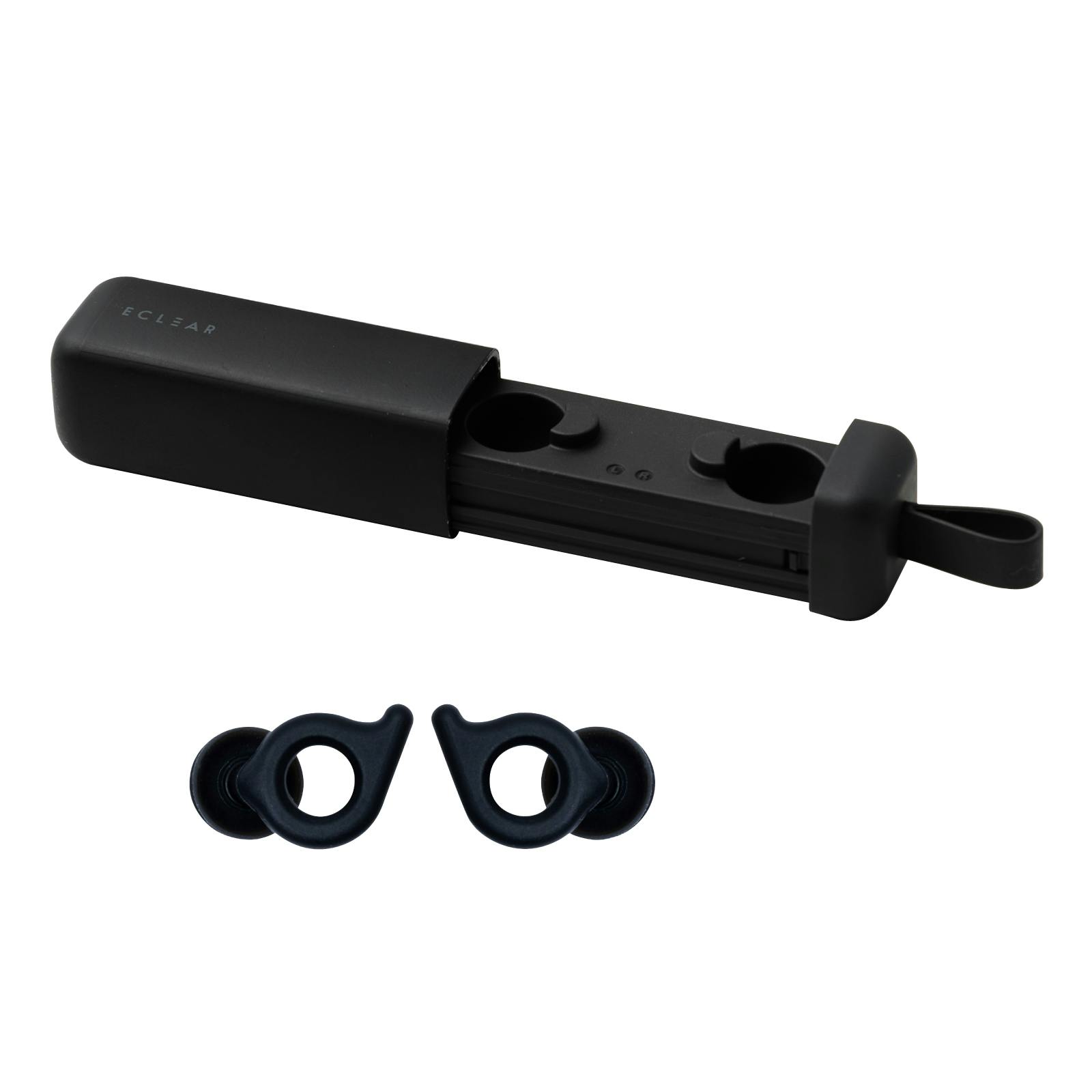 耳栓 睡眠用 遮音 二層構造 d字形状 軽量1.1g 水洗イ可 ケース付キ ブラック