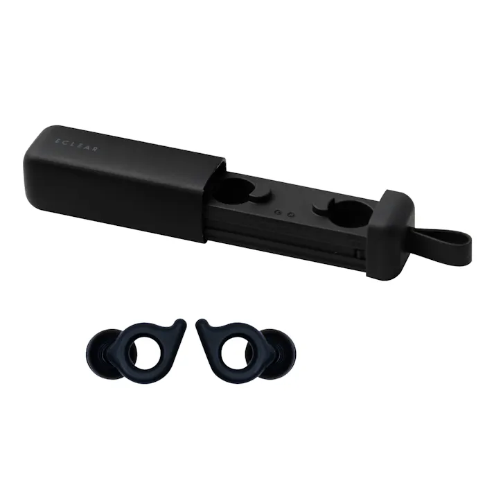 耳栓 睡眠用 遮音 二層構造 d字形状 軽量1.1g 水洗イ可 ケース付キ ブラック