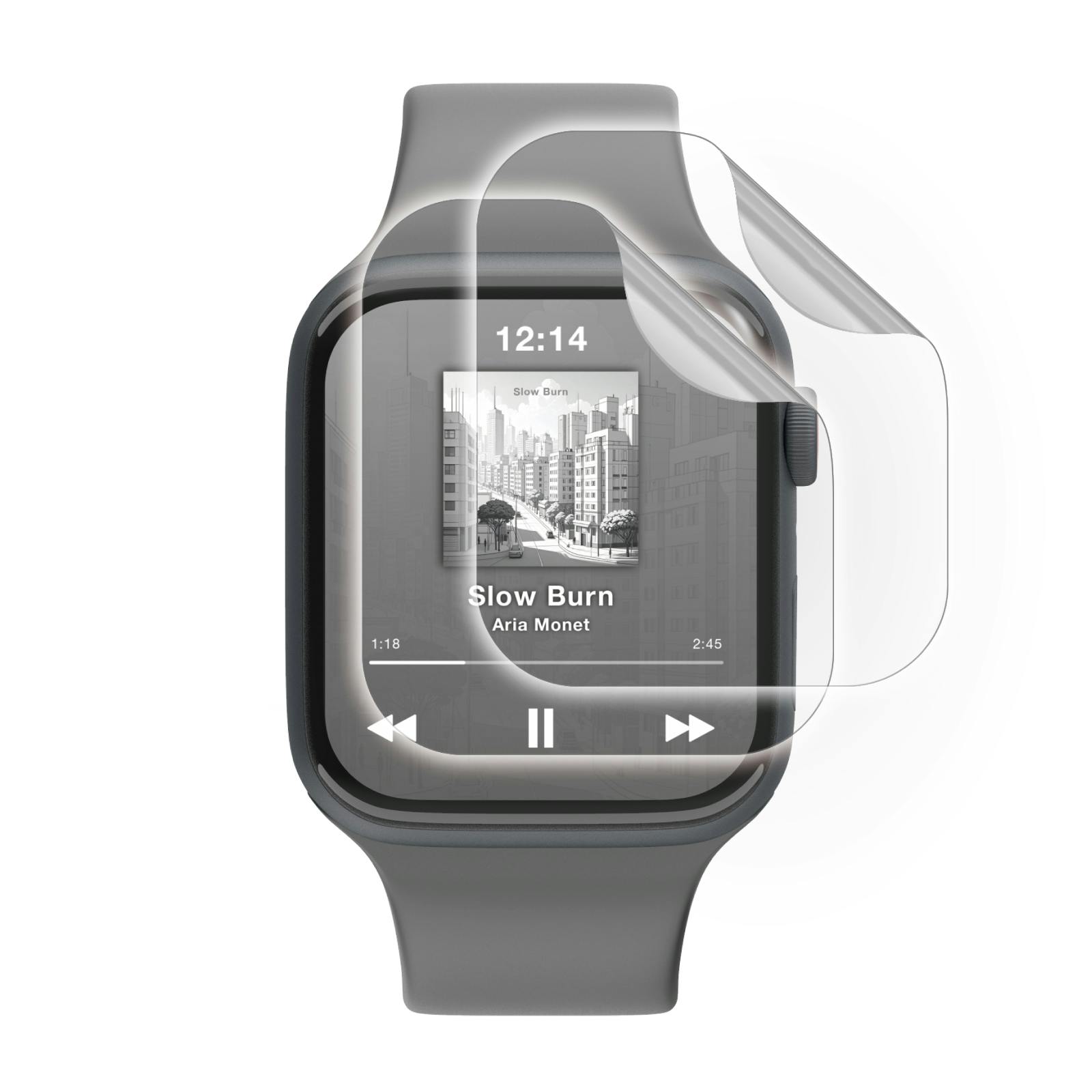アップルウォッチ 衝撃吸収 フィルム 2枚入 44mm 対応 全面保護 傷修復