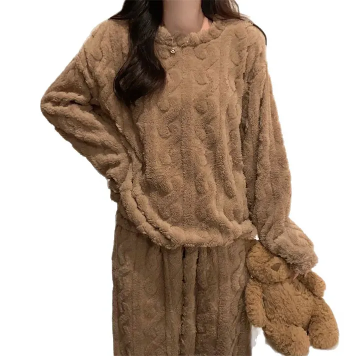 パジャマ レディース 冬用 ふわふわ 部屋着 長袖 長ズボン 上下セット フリース 暖かい 厚手 ゆったり 可愛い 部屋着 パジャマ 秋 冬 春