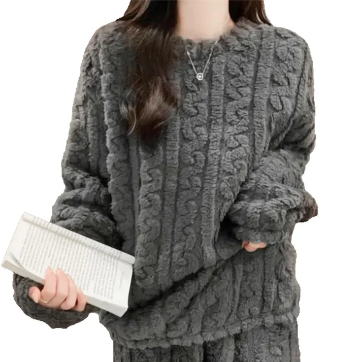 パジャマ レディース 冬用 ふわふわ 部屋着 長袖 長ズボン 上下セット フリース 暖かい 厚手 ゆったり 可愛い 部屋着 パジャマ 秋 冬 春