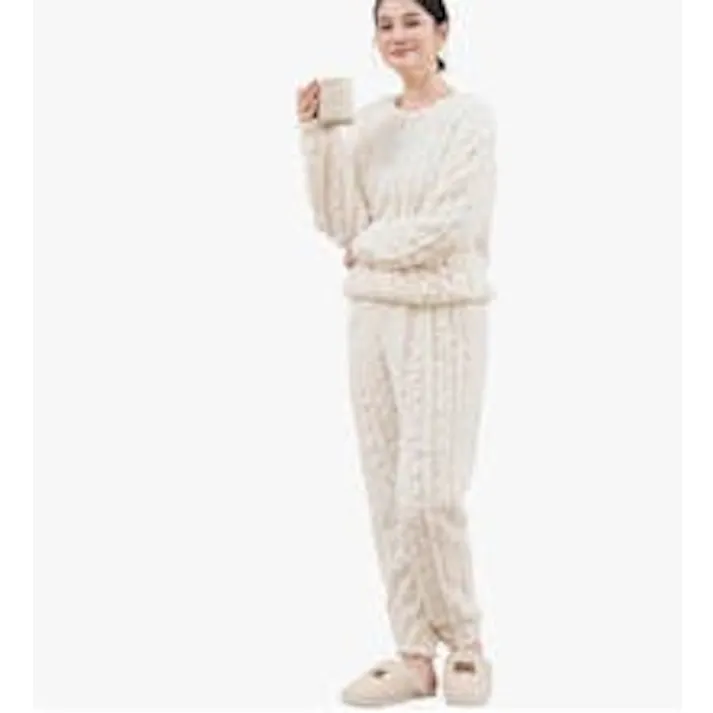 パジャマ レディース 冬用 ふわふわ 部屋着 長袖 長ズボン 上下セット フリース 暖かい 厚手 ゆったり 可愛い 部屋着 パジャマ 秋 冬 春