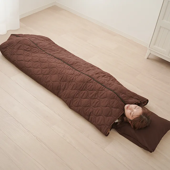 【HOTαリバーシブル着る寝袋クッション ブラウン 約140×190cm お得な2個セット】 ちあふる 吸湿発熱 3層構造 リバーシブル 手足出せる クッション収納 連結可 キャンプ 防災 JAN:4571414696364