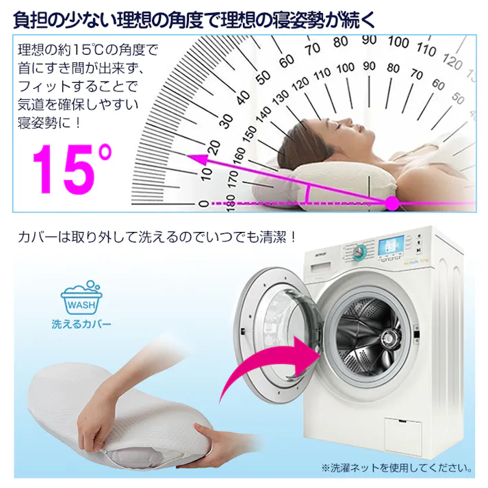 【快眠五つ星まくら ホワイト(グレー)リバーシブル 約30×54×11cm】 ちあふる 3種中材 正しい寝姿勢 くぼみ形状 横寝サポート 首高調整 リバーシブルカバー Q-MAX0.45以上 JAN:4571414696449