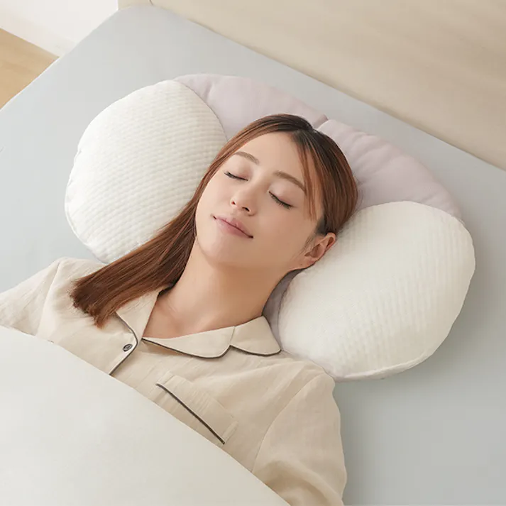 【快眠五つ星まくら ホワイト(グレー)リバーシブル 約30×54×11cm】 ちあふる 3種中材 正しい寝姿勢 くぼみ形状 横寝サポート 首高調整 リバーシブルカバー Q-MAX0.45以上 JAN:4571414696449