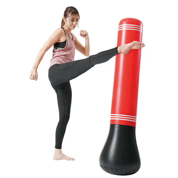 【ストレス発散パンチバッグ レッド お得な2個セット】 ちあふる 運動不足解消 パンチ キック ストレッチ 起き上がり式 空気式 収納コンパクト ポンプ付 JAN:4571414697583