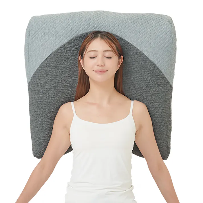 【超熟プレミアム深層呼吸まくら グレー 約63×60×15cm】 ちあふる 深呼吸サポート 2層構造 体圧分散 大きめ 横寝 うつ伏せOK カバー洗濯 抗菌防臭 JAN:4571414697859