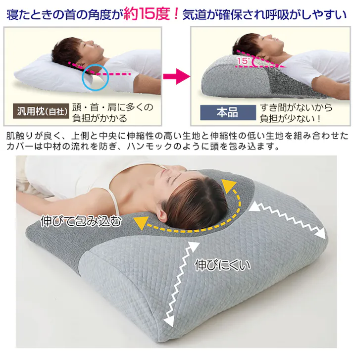 【超熟プレミアム深層呼吸まくら グレー 約63×60×15cm お得な2個セット】 ちあふる 深呼吸サポート 2層構造 体圧分散 大きめ 横寝 うつ伏せOK カバー洗濯 抗菌防臭 JAN:4571414697859