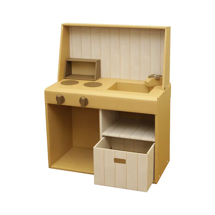 ダンボール ハウス おままごと キッチン 子供 キッズ ジュニア 段ボール 台所 キッチン 収納 かわいい 安全