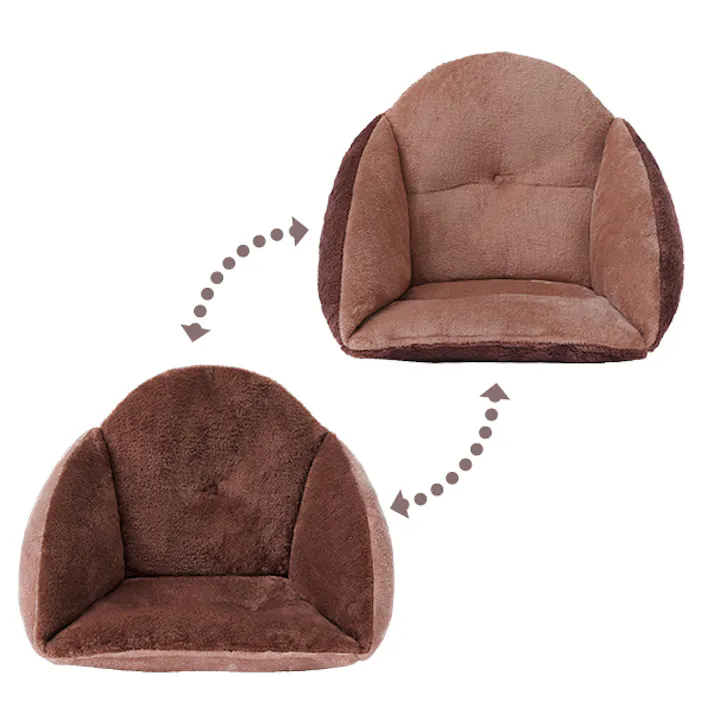 【あったかふわふわ腰ボアクッション ブラウン×ココア 約35×40×42cm】 ちあふる腰まわりスッポリ包んであったかい♪保温 ボア 中綿入り リバーシブル 節電対策 手洗いOK JAN:4571414696371