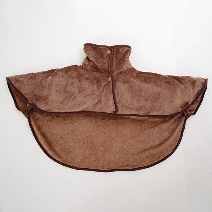 【HOTα肩首あったかおやすみウォーマー ブラウン 約98×62×1.5cm お得な2個セット】 ちあふる 睡眠時の冷え対策 布団との隙間を埋める 吸湿発熱 肩冷え防止 肩まで暖か フランネル 軽量 ボタン式 丸洗い ズレにくい 節電 冬用 JAN:4571414694322