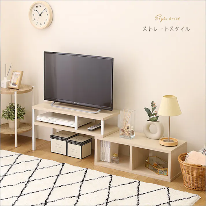 さわやかな伸縮テレビ台/カラー:ホワイトオーク/ お客様組立 #fa-75ex--wok 【4535306210236】【送料込み】