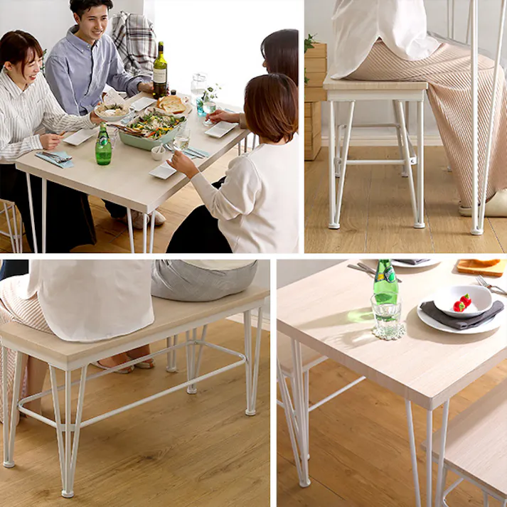 さわやかなダイニング3点セット【テーブル+ベンチ2脚】/カラー:ホワイトオーク/ お客様組立 #frbb-3--wok 【4535306209278】【送料込み】