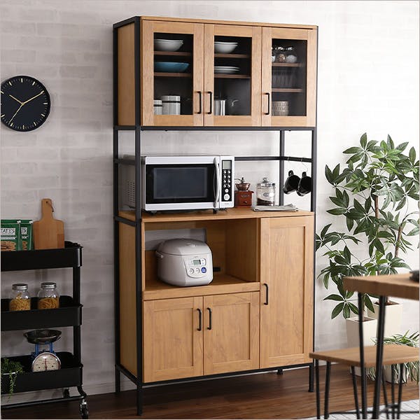 ヴィンテージ食器棚 【GREACK-グリック-】／カラー：シャビーオーク