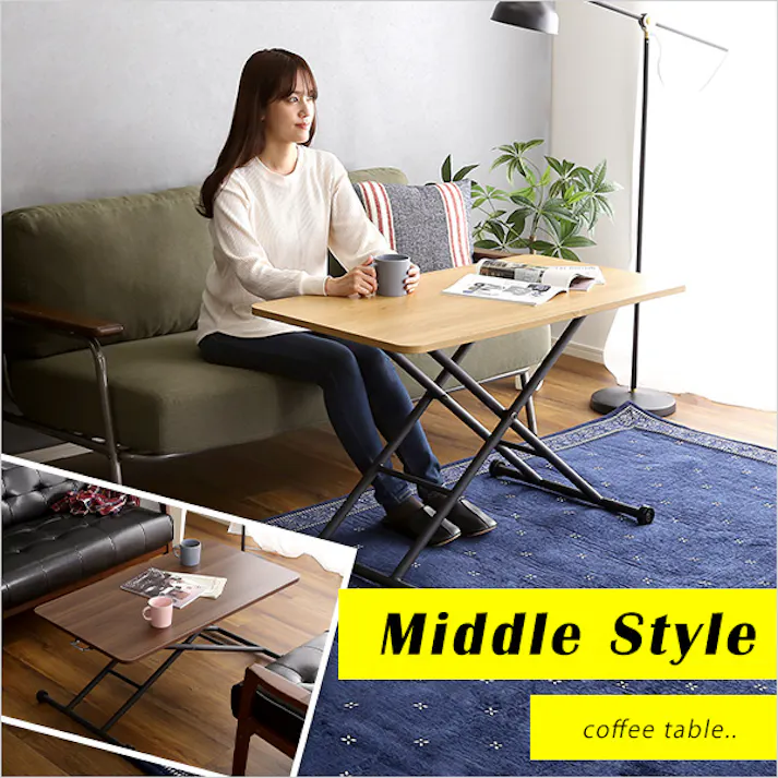 折りたたみ式無段階ガス圧昇降テーブル【BUXUS-バクサス-】/カラー:ウォールナット/ #ht-kt026--wal 【4535306190361】【送料込み】