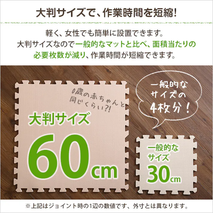 サイドパーツ付き ジョイントマット 32枚セット(大判60cm)安心の低ホルムアルデヒド、防音、保温【Nobile-ノービレ-】/カラー:モカ/ #jmt-32--mc 【4535306173951】【送料込み】