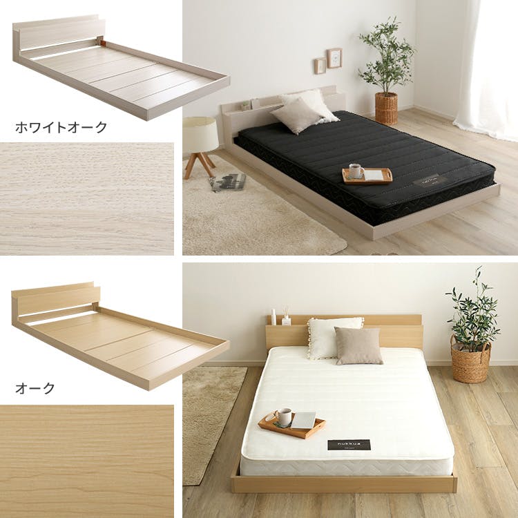 デザインフロアベッド 日本製ポケットコイルマットレスセット(ダブル