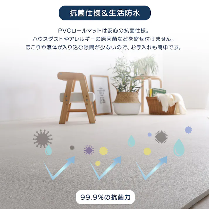 継ぎ目がない!PVCロールマット スリムロング(110×500cm)/カラー:アイボリー/ #prm-1150sl--iv 【4535306215569】【送料込み】